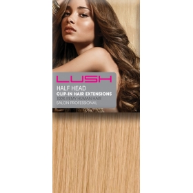18" Clip In Human Hair Extensions Half Head #24 Golden Blonde