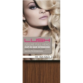 20" Deluxe Double Wefted Clip In Human Hair Extensions #33 Dark Auburn