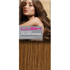 18" Clip In Human Hair Extensions Half Head #8 Light Brown