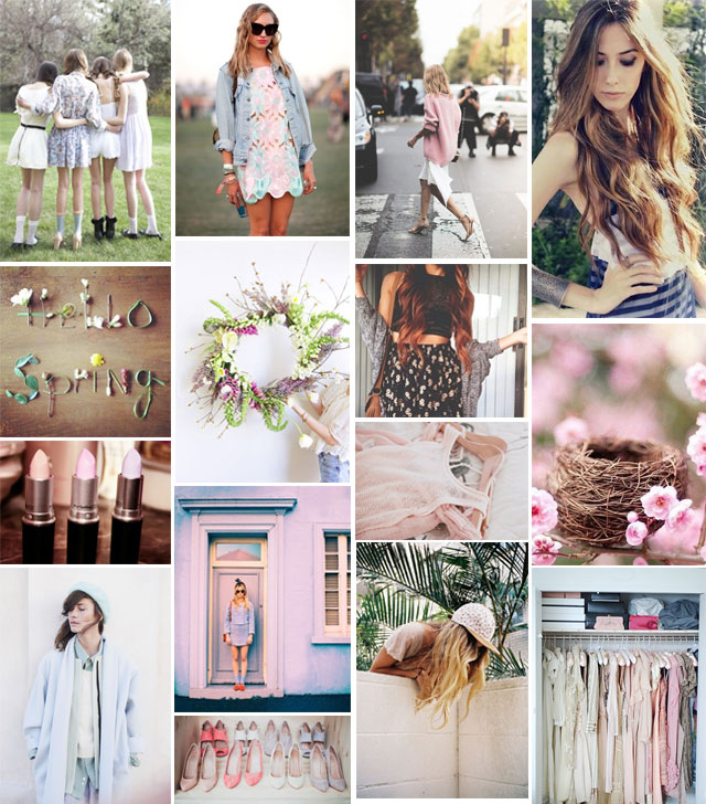 spring, pastles, moodboard, pretty, colourful